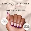 imageGlamnetic Press On Nails  Mrs  Short Almond Fake Nails with French Tips and Glossy Glazed Finish Salon Quality  15 Sizes  30 Nail Kit with GluePlum