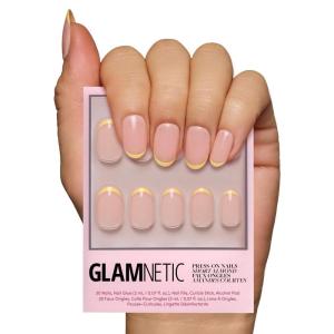 imageGlamnetic Press On Nails  Mrs  Short Almond Fake Nails with French Tips and Glossy Glazed Finish Salon Quality  15 Sizes  30 Nail Kit with GlueFrench Butter