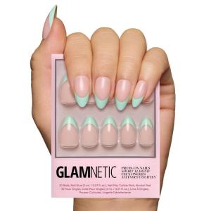 imageGlamnetic Press On Nails  Mrs  Short Almond Fake Nails with French Tips and Glossy Glazed Finish Salon Quality  15 Sizes  30 Nail Kit with GluePistachio Creme