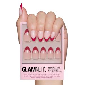 imageGlamnetic Press On Nails  Mrs  Short Almond Fake Nails with French Tips and Glossy Glazed Finish Salon Quality  15 Sizes  30 Nail Kit with GlueRose Garden
