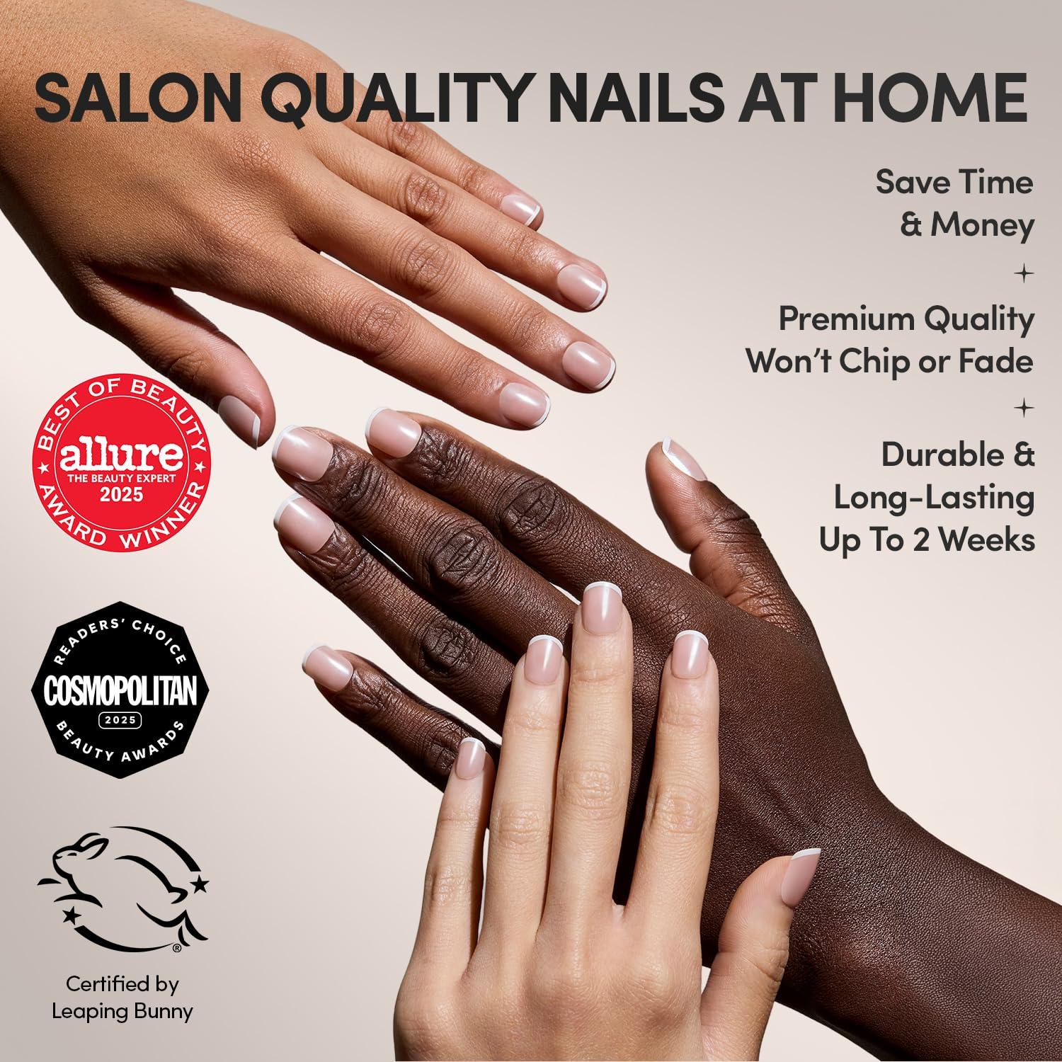 imageGlamnetic Press On Nails  Oat Milk  Medium Coffin White Fake Nails Salon Quality Milky Nails  15 Sizes  30 Nail Kit with Glue2A  Pearly Please