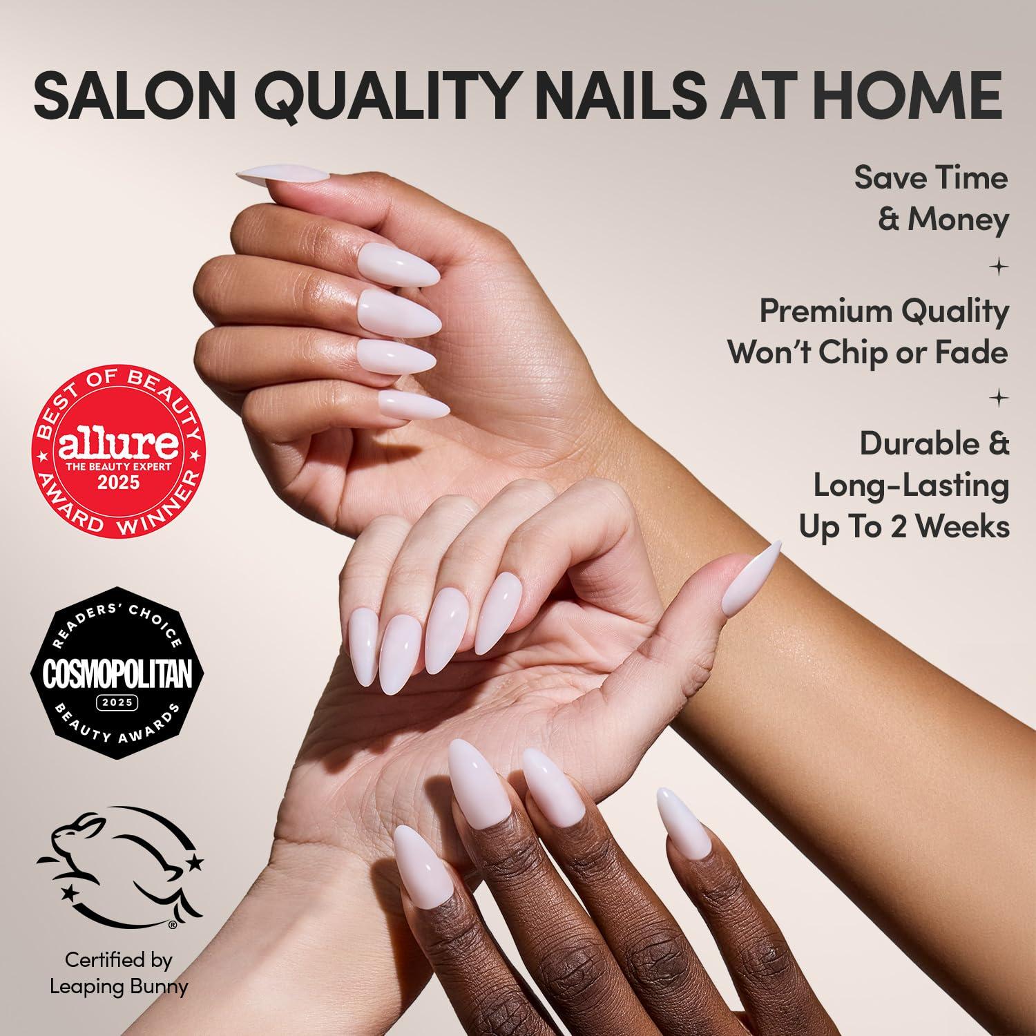 imageGlamnetic Press On Nails  Oat Milk  Medium Coffin White Fake Nails Salon Quality Milky Nails  15 Sizes  30 Nail Kit with Glue5G  Blush Blanket