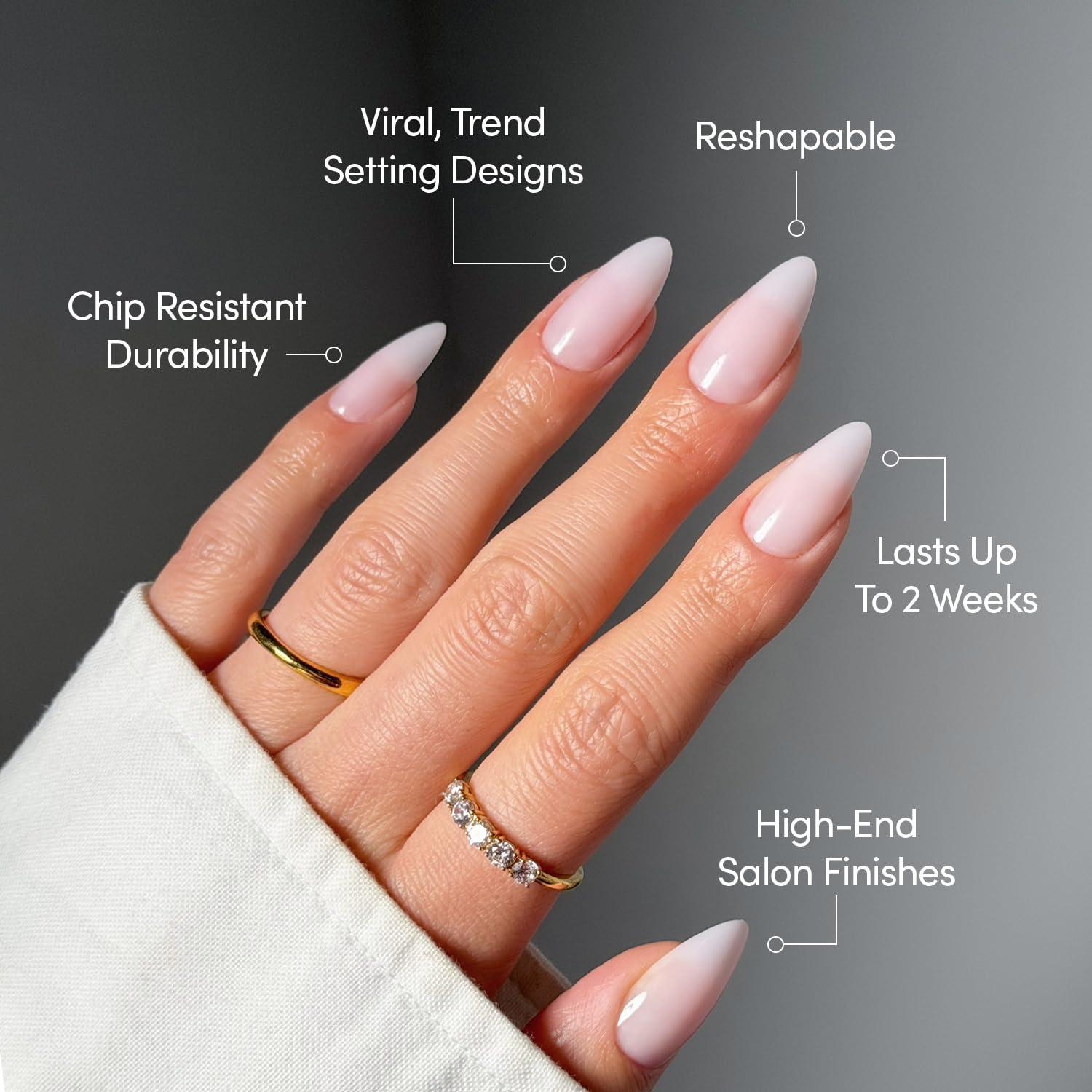 imageGlamnetic Press On Nails  Oat Milk  Medium Coffin White Fake Nails Salon Quality Milky Nails  15 Sizes  30 Nail Kit with Glue5G  Blush Blanket