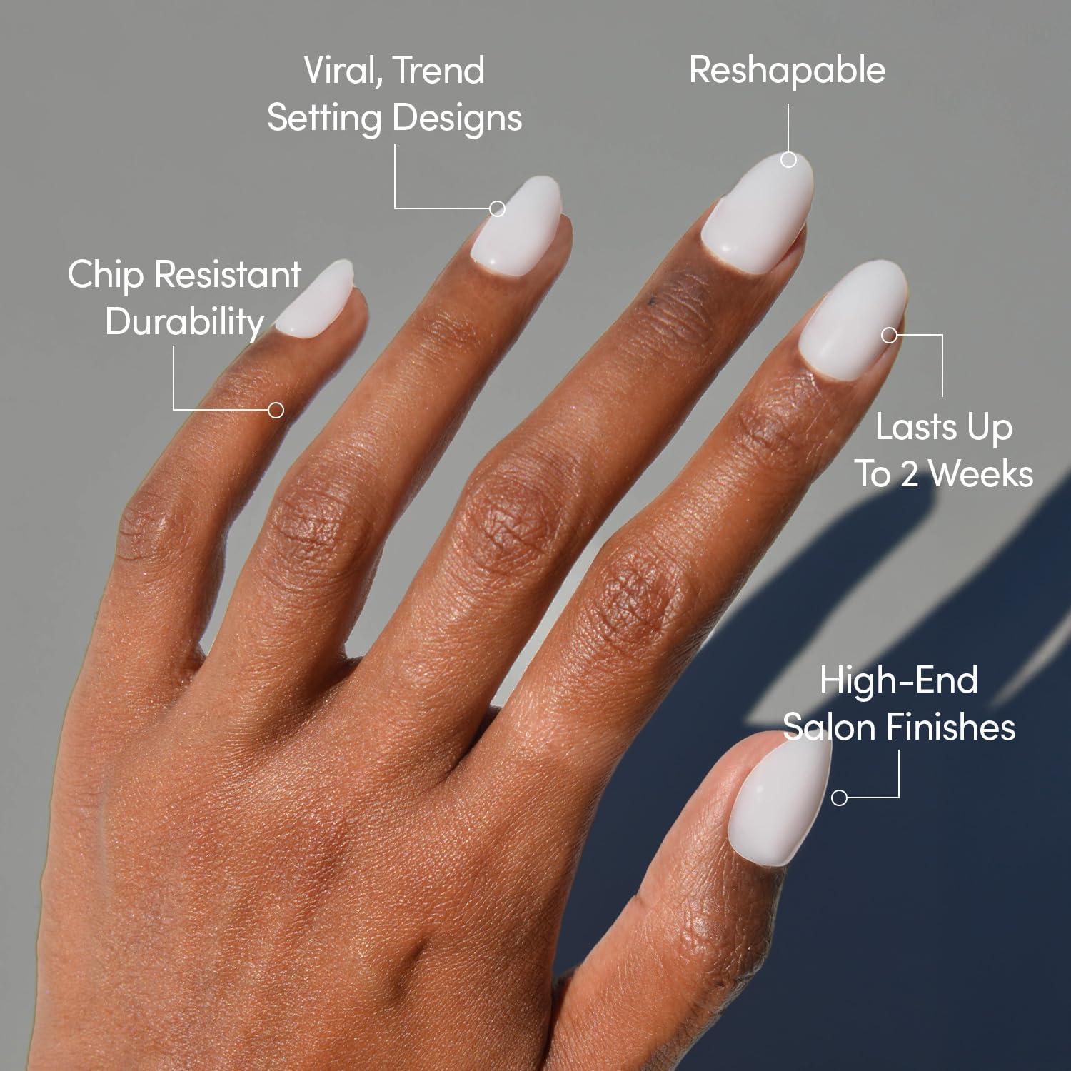 imageGlamnetic Press On Nails  Oat Milk  Medium Coffin White Fake Nails Salon Quality Milky Nails  15 Sizes  30 Nail Kit with Glue6C  Clean Girl
