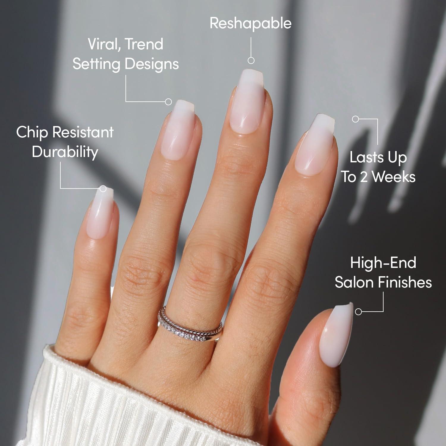 imageGlamnetic Press On Nails  Oat Milk  Medium Coffin White Fake Nails Salon Quality Milky Nails  15 Sizes  30 Nail Kit with Glue6F  Oat Milk