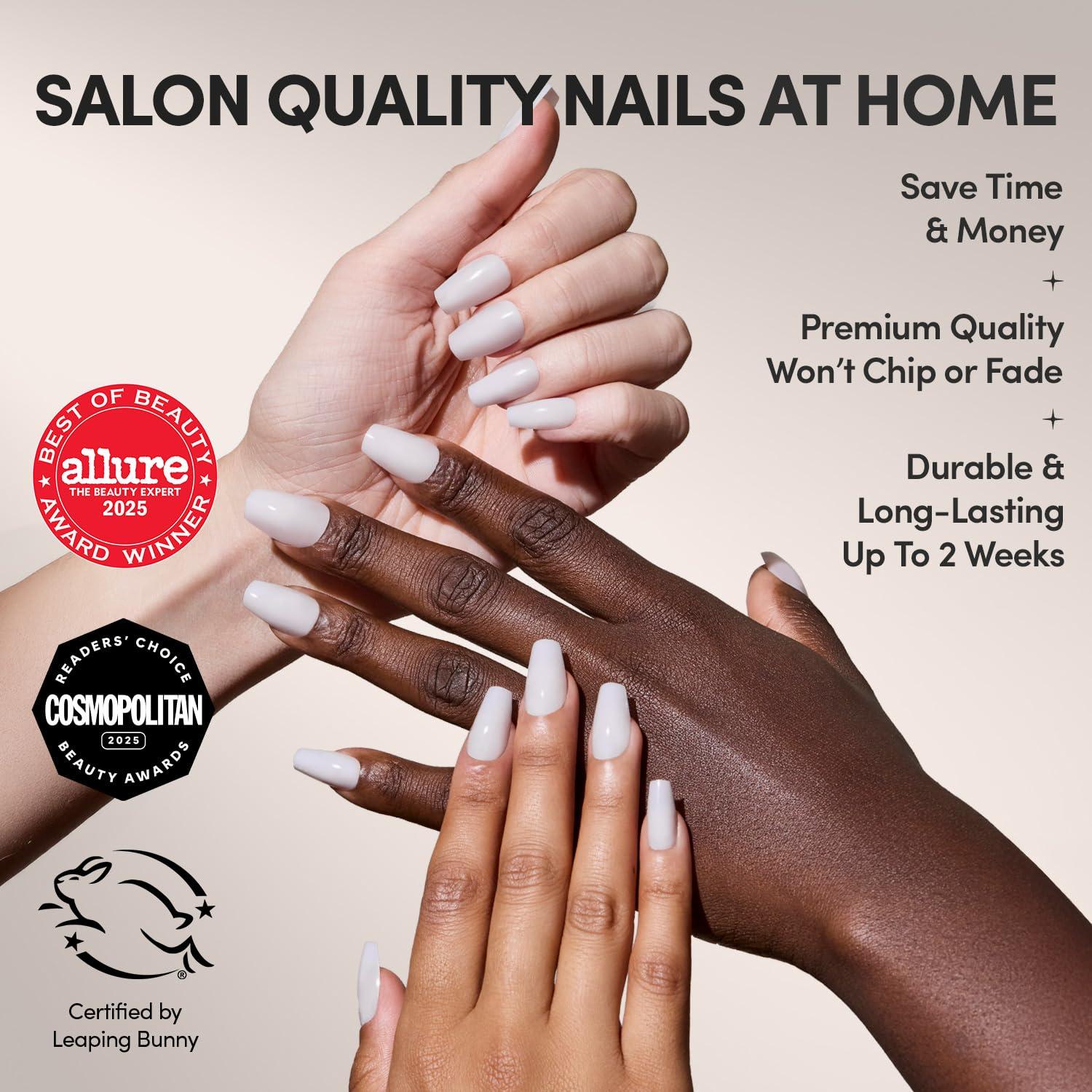 imageGlamnetic Press On Nails  Oat Milk  Medium Coffin White Fake Nails Salon Quality Milky Nails  15 Sizes  30 Nail Kit with Glue6F  Oat Milk