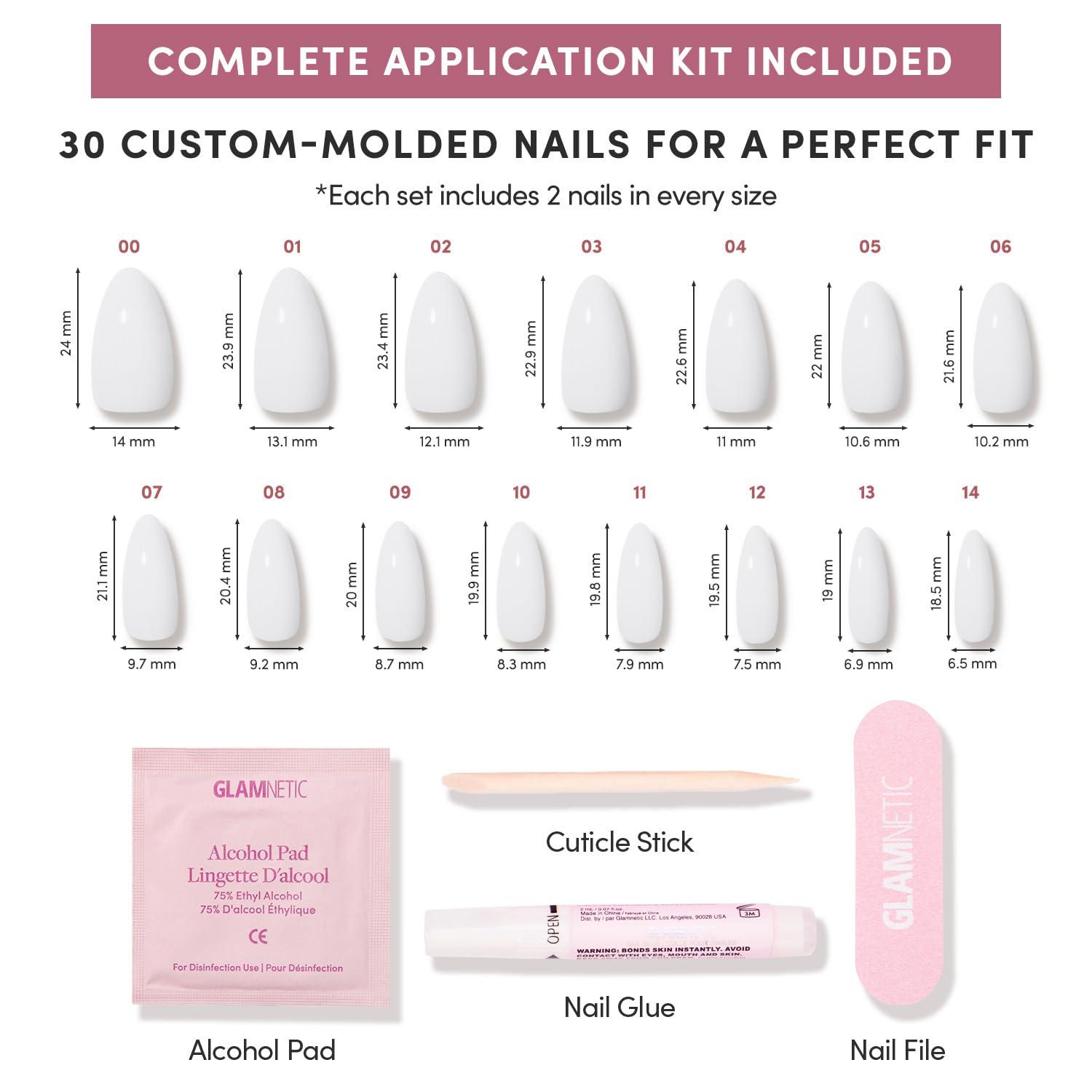 imageGlamnetic Press On Nails  Oat Milk  Medium Coffin White Fake Nails Salon Quality Milky Nails  15 Sizes  30 Nail Kit with Glue6G  Clouded