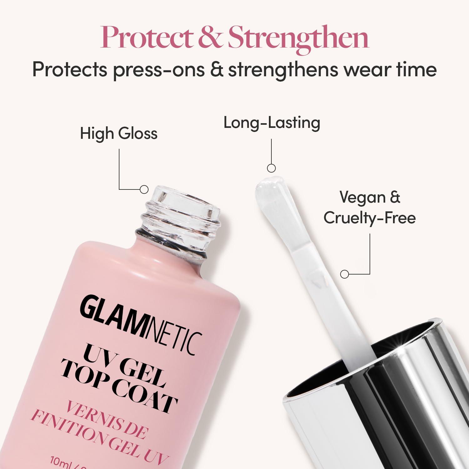 imageGlamnetic UV Gel Clear Top Coat  HighGloss Finish  NoWipe Formula  Works on PressOns ampamp Polish  LED UV Curable  033 fl oz