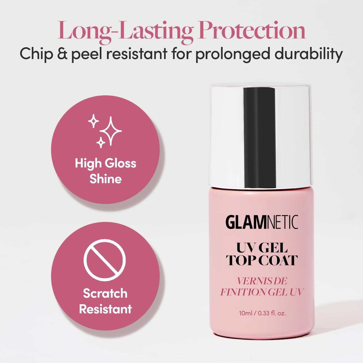 imageGlamnetic UV Gel Clear Top Coat  HighGloss Finish  NoWipe Formula  Works on PressOns ampamp Polish  LED UV Curable  033 fl oz