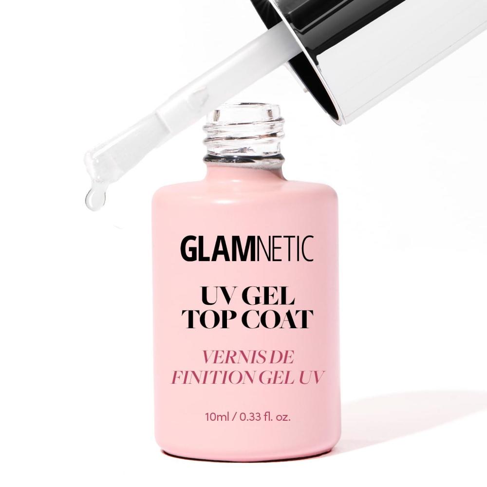 imageGlamnetic UV Gel Clear Top Coat  HighGloss Finish  NoWipe Formula  Works on PressOns ampamp Polish  LED UV Curable  033 fl oz