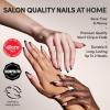 imageGlamnetic Press On Nails  Oat Milk  Medium Coffin White Fake Nails Salon Quality Milky Nails  15 Sizes  30 Nail Kit with Glue3F  Black Truffle