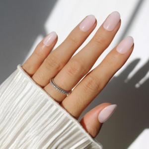 imageGlamnetic Press On Nails  Oat Milk  Medium Coffin White Fake Nails Salon Quality Milky Nails  15 Sizes  30 Nail Kit with Glue5D  Pink Blush