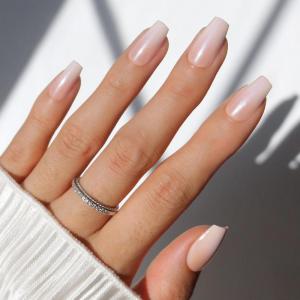 imageGlamnetic Press On Nails  Oat Milk  Medium Coffin White Fake Nails Salon Quality Milky Nails  15 Sizes  30 Nail Kit with Glue7D  Delicate Touch