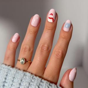 imageGlamnetic Press On Nails  Candy Crush  Short Oval Fake Nails with Candy Cane Swirl Design in a Velvet Finish Salon Quality Holiday Nails  15 Sizes  30 Nail Kit with GlueCocoa  Kisses