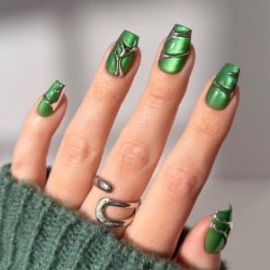 imageGlamnetic Press On Nails x Harry Potter  Rowena Ravenclaw  Short Oval Fake Nails with Velvet Gradient Tips ampamp Rose Gold Graphic Salon Quality Officially Licensed  15 Sizes  30 Nail Kit with Glue8  Salazar Slytherin