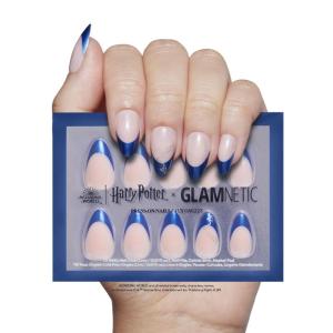 imageGlamnetic Press On Nails x Harry Potter  Rowena Ravenclaw  Short Oval Fake Nails with Velvet Gradient Tips ampamp Rose Gold Graphic Salon Quality Officially Licensed  15 Sizes  30 Nail Kit with GlueRavenclaw