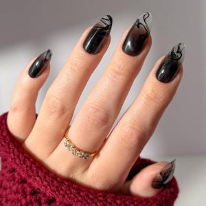 imageGlamnetic Press On Nails x Harry Potter  Rowena Ravenclaw  Short Oval Fake Nails with Velvet Gradient Tips ampamp Rose Gold Graphic Salon Quality Officially Licensed  15 Sizes  30 Nail Kit with Glue1  Dementor
