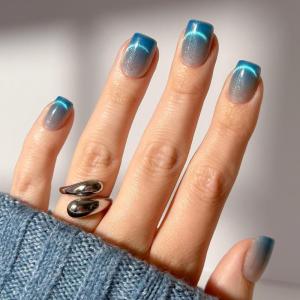 imageGlamnetic Press On Nails x Harry Potter  Rowena Ravenclaw  Short Oval Fake Nails with Velvet Gradient Tips ampamp Rose Gold Graphic Salon Quality Officially Licensed  15 Sizes  30 Nail Kit with Glue6  Lumos