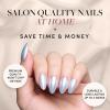 imageGlamnetic Press On Nails  Sugar Glazed  Medium Oval Fake Nails with a Sheer Nude Base Mini White Polka Dots ampamp Glazed Finish Salon Quality Everyday Nails  15 Sizes  30 Nail Kit with GlueSomething Blue