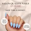 imageGlamnetic Press On Nails  Sugar Glazed  Medium Oval Fake Nails with a Sheer Nude Base Mini White Polka Dots ampamp Glazed Finish Salon Quality Everyday Nails  15 Sizes  30 Nail Kit with GlueSoft Blue