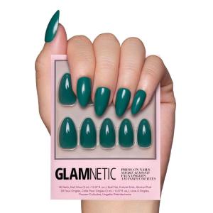 imageGlamnetic Press On Nails  Sugar Glazed  Medium Oval Fake Nails with a Sheer Nude Base Mini White Polka Dots ampamp Glazed Finish Salon Quality Everyday Nails  15 Sizes  30 Nail Kit with GlueEmerald Green