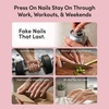 image:imageGlamnetic Press On Nails  Brown Short Almond Fake Nails with a Velvet Finish  Salon Quality  Summer Nails  Sicilian Sun 15 Sizes  30 Nail Kit with GlueMidnight Teal
