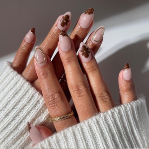 image:imageGlamnetic Press On Nails  Brown Short Almond Fake Nails with a Velvet Finish  Salon Quality  Summer Nails  Sicilian Sun 15 Sizes  30 Nail Kit with GlueSunbaked