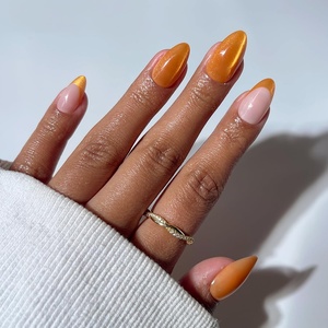 image:imageGlamnetic Press On Nails  Brown Short Almond Fake Nails with a Velvet Finish  Salon Quality  Summer Nails  Sicilian Sun 15 Sizes  30 Nail Kit with GlueOrange Pop