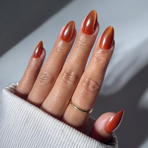 image:imageGlamnetic Press On Nails  Brown Short Almond Fake Nails with a Velvet Finish  Salon Quality  Summer Nails  Sicilian Sun 15 Sizes  30 Nail Kit with GlueSicilian Sun
