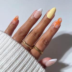 image:imageGlamnetic Press On Nails  Brown Short Almond Fake Nails with a Velvet Finish  Salon Quality  Summer Nails  Sicilian Sun 15 Sizes  30 Nail Kit with GlueSunset Tide