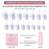 image:imageGlamnetic Press On Nails  Bluebelle  Short Almond Fake Nails with Pale Blue French Tips amp 3D Blueberry Accents on SemiSheer Base Glossy Finish Salon Quality  15 Sizes  30 Nail Kit with GlueSky Berry