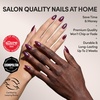 image:imageGlamnetic Press On Nails  Bluebelle  Short Almond Fake Nails with Pale Blue French Tips amp 3D Blueberry Accents on SemiSheer Base Glossy Finish Salon Quality  15 Sizes  30 Nail Kit with Glue9  Jam Drizzle
