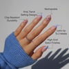 image:imageGlamnetic Press On Nails  Bluebelle  Short Almond Fake Nails with Pale Blue French Tips amp 3D Blueberry Accents on SemiSheer Base Glossy Finish Salon Quality  15 Sizes  30 Nail Kit with Glue1  Bluebelle