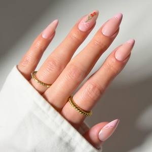 image:imageGlamnetic Press On Nails  Bluebelle  Short Almond Fake Nails with Pale Blue French Tips amp 3D Blueberry Accents on SemiSheer Base Glossy Finish Salon Quality  15 Sizes  30 Nail Kit with Glue5  Cherry Bow