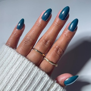 image:imageGlamnetic Press On Nails  Antipasto  Short Almond Fake Nails with Olives Tortoiseshell amp 3D Nail Art  Salon Quality Summer Nails  15 Sizes  30 Nail Kit with GlueMidnight Teal