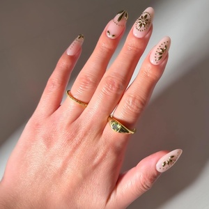 image:imageGlamnetic Press On Nails  Antipasto  Short Almond Fake Nails with Olives Tortoiseshell amp 3D Nail Art  Salon Quality Summer Nails  15 Sizes  30 Nail Kit with GlueAthenian Gold