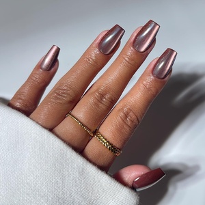 image:imageGlamnetic Press On Nails  Antipasto  Short Almond Fake Nails with Olives Tortoiseshell amp 3D Nail Art  Salon Quality Summer Nails  15 Sizes  30 Nail Kit with GlueEspresso Glow