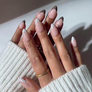 image:imageGlamnetic Press On Nails  Antipasto  Short Almond Fake Nails with Olives Tortoiseshell amp 3D Nail Art  Salon Quality Summer Nails  15 Sizes  30 Nail Kit with GluePolka In Positano