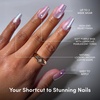 image:imageGlamnetic Press On Nails  Short Almond Fake Nails  Tortoiseshell Press On Nails Salon Quality Kit with Glue  Main Reference  30 Nail Set in 15 Sizes4F  Oyster Opal