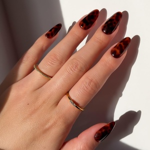 image:imageGlamnetic Press On Nails  Short Almond Fake Nails  Tortoiseshell Press On Nails Salon Quality Kit with Glue  Main Reference  30 Nail Set in 15 Sizes1A  Expensive Taste
