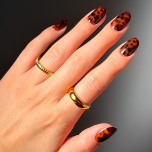 image:imageGlamnetic Press On Nails  Short Almond Fake Nails  Tortoiseshell Press On Nails Salon Quality Kit with Glue  Main Reference  30 Nail Set in 15 Sizes1B  Hidden Fortune