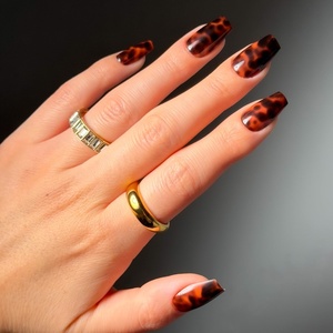 image:imageGlamnetic Press On Nails  Short Almond Fake Nails  Tortoiseshell Press On Nails Salon Quality Kit with Glue  Main Reference  30 Nail Set in 15 Sizes1F  Mine By Right