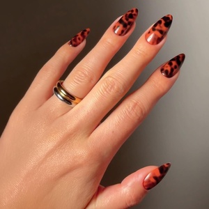 image:imageGlamnetic Press On Nails  Short Almond Fake Nails  Tortoiseshell Press On Nails Salon Quality Kit with Glue  Main Reference  30 Nail Set in 15 Sizes1G  Rich Behavior