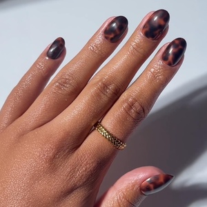 image:imageGlamnetic Press On Nails  Short Almond Fake Nails  Tortoiseshell Press On Nails Salon Quality Kit with Glue  Main Reference  30 Nail Set in 15 Sizes1H  High Society