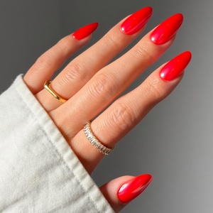 image:imageGlamnetic Press On Nails  Short Almond Fake Nails  Tortoiseshell Press On Nails Salon Quality Kit with Glue  Main Reference  30 Nail Set in 15 Sizes6A  ItGirl Red