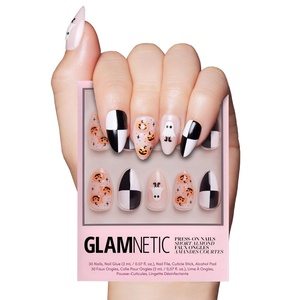 image:imageGlamnetic Glossy Boo Press On Nails  Short Almond Fake Nails  30 Pc Kit  Halloweenready press on nails for women Graphic glueon set Waterproof chipresistant up to 2 weeks wear