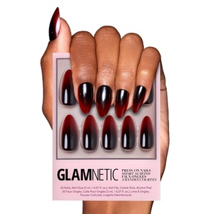 image:imageGlamnetic Vampiress Press On Nails  Medium Almond Fake Nails  30 Pc Kit  Halloweenready Black press on nails for women Ombre glueon set Waterproof chipresistant up to 2 weeks wear