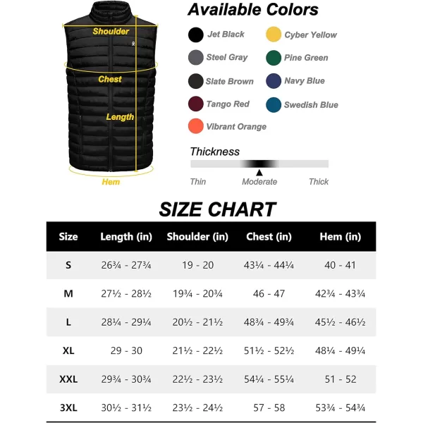 Little Donkey Andy Men's Lightweight Warm Puffer Vest Outdoor Sleeveless Jacket for Golf Hiking Casual Travel