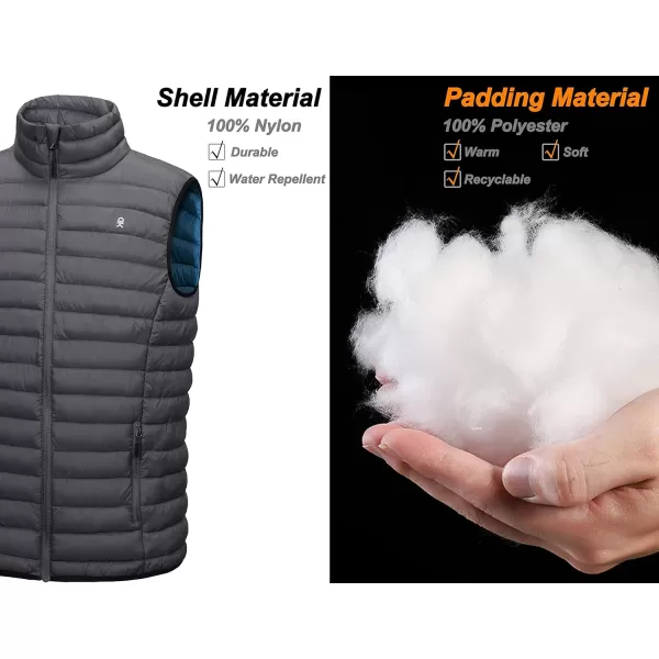 Little Donkey Andy Men's Lightweight Warm Puffer Vest Outdoor Sleeveless Jacket for Golf Hiking Casual Travel