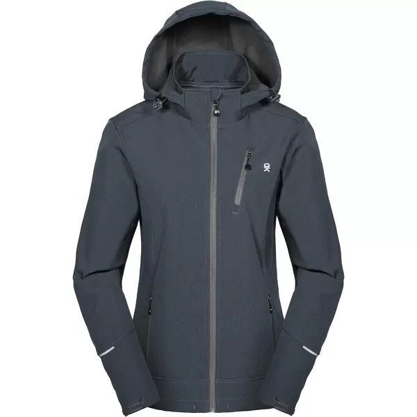 Little Donkey Andy Women's Softshell Jacket Ski Jacket with Removable Hood, Fleece Lined and Water Repellent